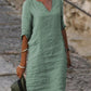 Casual Cotton And Linen Solid Color Dress