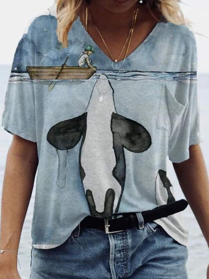 Boys & Whale Print T-Shirt