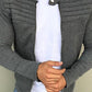 Men's Solid Color Striped Pleated Stitching Jacket