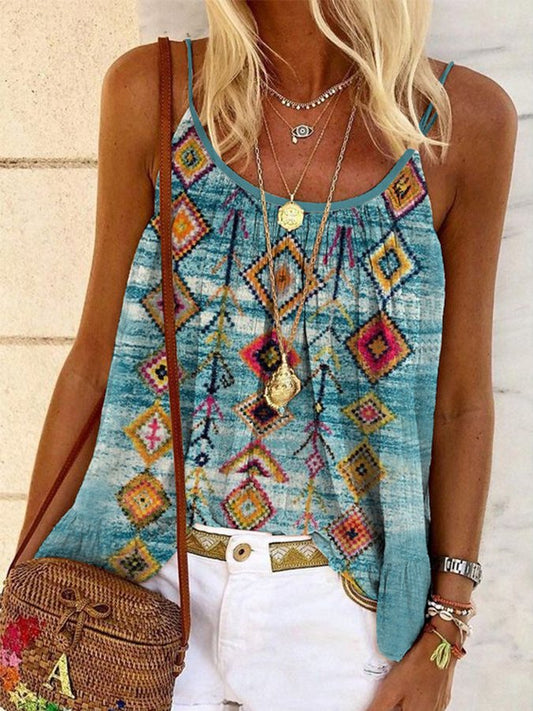 Western Ethnic Geometric Print Vest