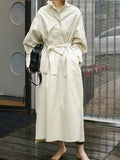 Women's Cotton Linen Loose Long Sleeve Shirt Dress