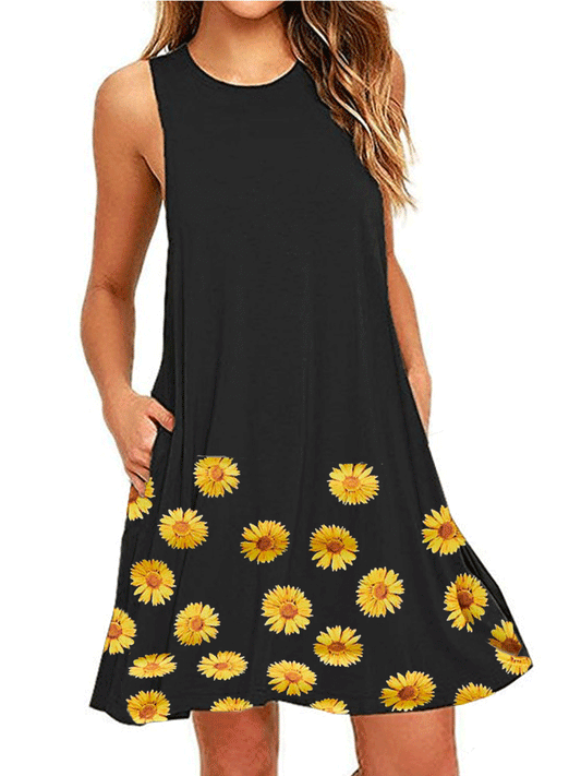 Sunflower Sleeveless Pocket Dress