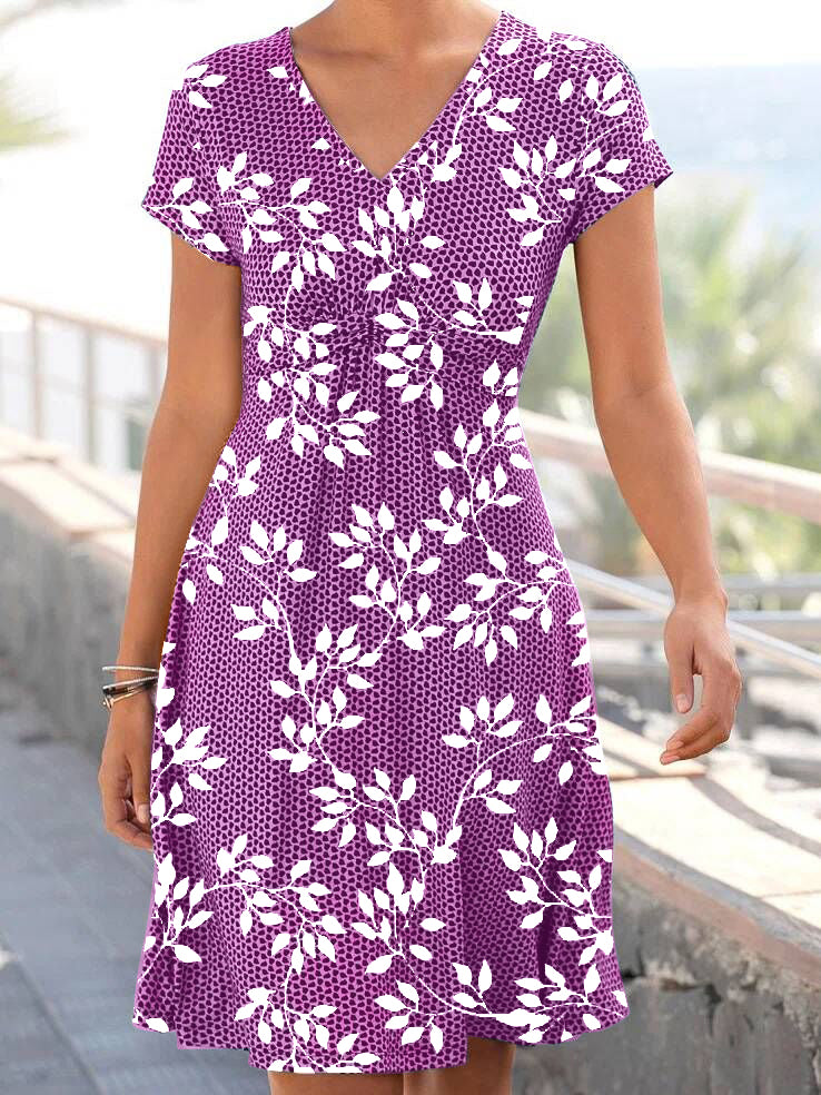 Leaf V Neck Elegant Dresses