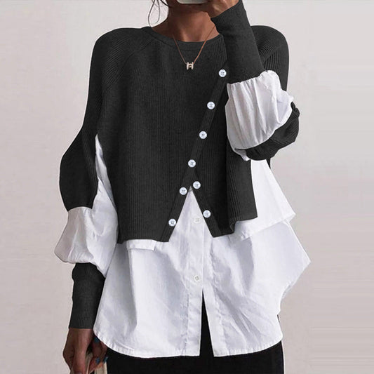 Black Color Block Top