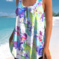 Bowknot Floral Print Wide Strap Tankini Top Set