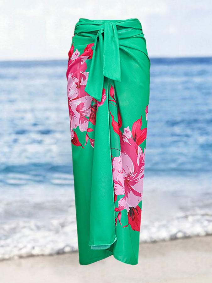 Fashion Colorblock Print Bikini and Cover Up
