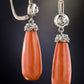 Vintage Coral Drop Earrings With Diamonds