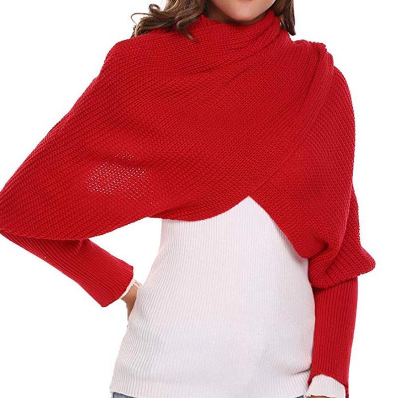 Trendy Knitted Sweater-Scarf With Sleeves