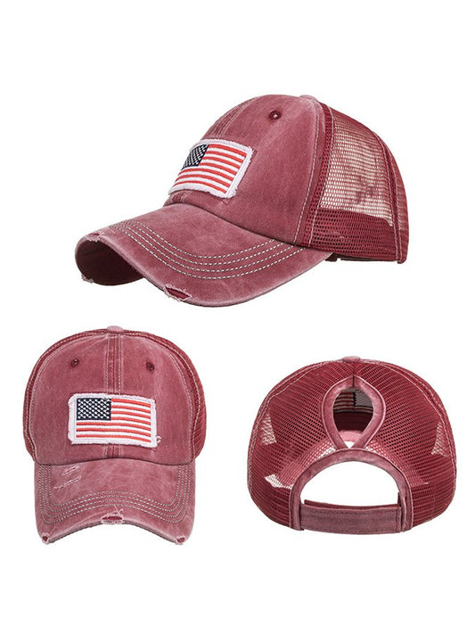 Vintage Washed Distressed American Flag Cap