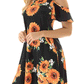 Sunflower Print Miss Shoulder Dress
