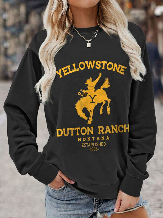 Women's Cowboy Print Casual Sweatshirt