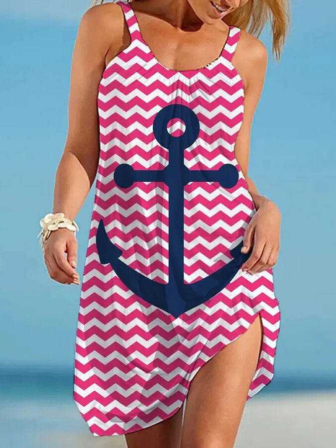 Anchor Print Beach Dress