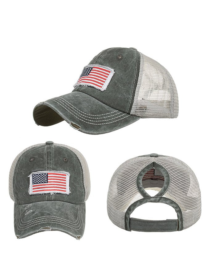 Vintage Washed Distressed American Flag Cap