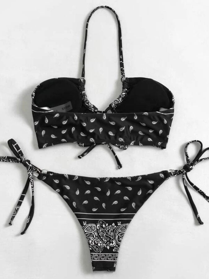 Vintage Bohemian sexy final printing system with split bikini