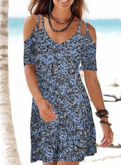 Off Shoulder Floral Printed Casual Dress