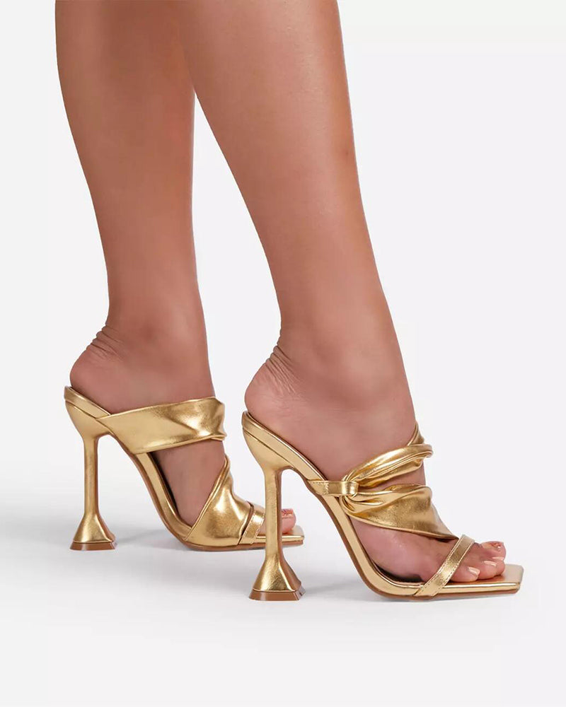 Square heel sandals for women with thin heels and empty heels