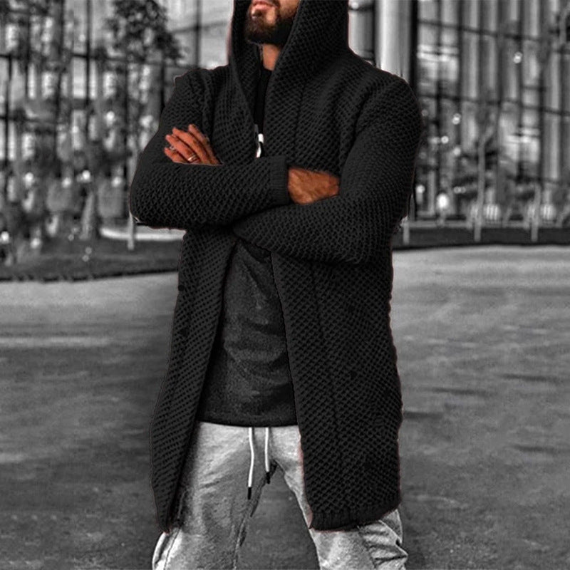 Men's Casual Mid Length Hooded Knit Cardigan 93714649M