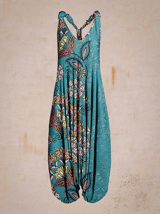 Teal & Olive Floral Harem Jumpsuit - Women & Plus
