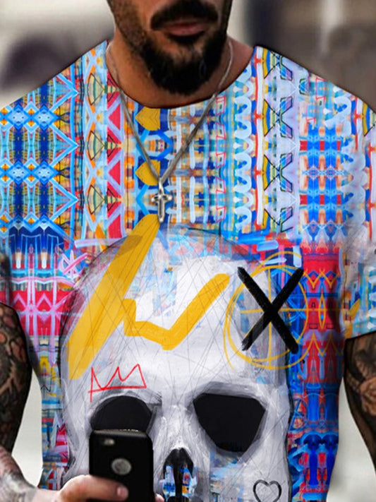 Colorful Skull Print T-Shirt