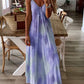 Tie Dye Straps Waist Down Casual Dresses