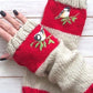Basic Gestrickte Handschuhe mit Blumenmuster