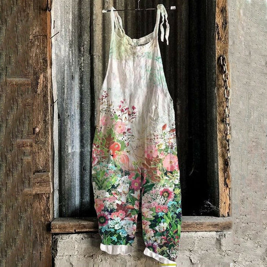 Linen print wide leg Jumpsuit