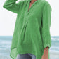 Women's Thin Cotton V-Neck Long Sleeve Top