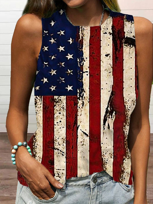 Women's 4th Of July Vintage Flag Print Vest