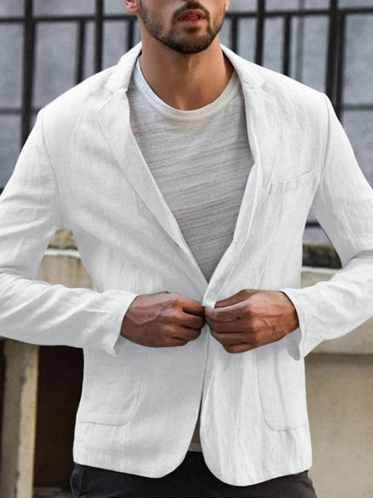 Men's Casual Cotton Linen Loose Jacket