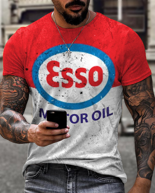 Men's Oil Retro Biker Casual T-Shirt