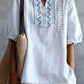 Women's Vintage Embroidery Cotton Linen Short Sleeves