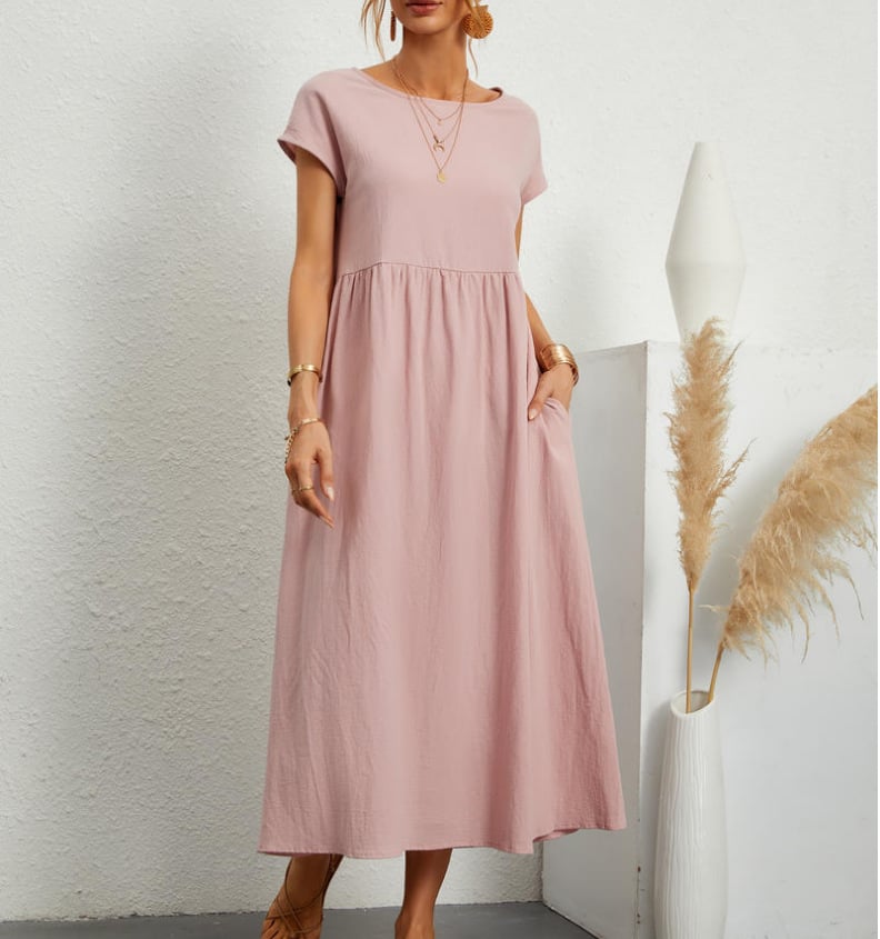 Last Day Promotion 50% off 🔥2023 spring fashion solid color cotton linen pocket dress