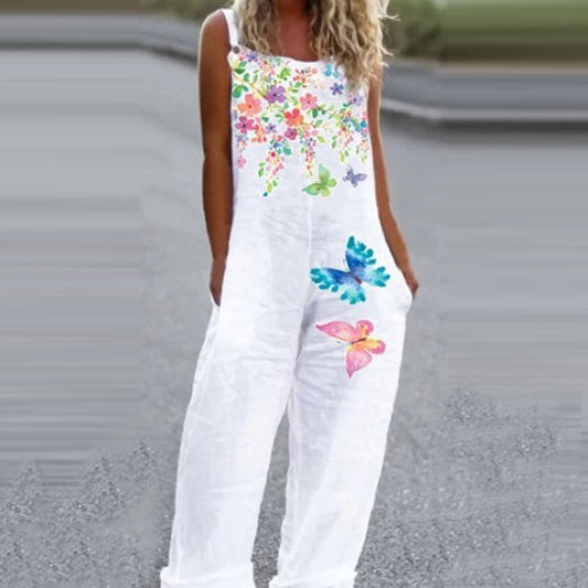 Ladies Floral Print Casual Jumpsuit