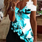 Print/Floral/Color Block Lace Short Sleeves Cold Shoulder Sleeve Shift Above Knee Casual Tunic Dresses