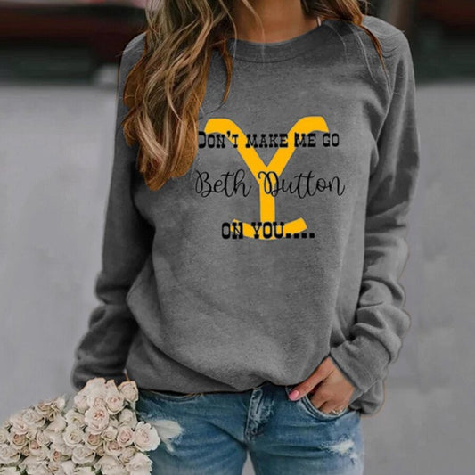 Ladies Fashion Casual Printed Long Sleeve Round Neck Sweatshirt