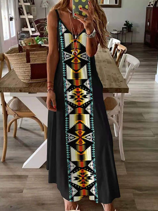 Vintage Ethnic Print Dress