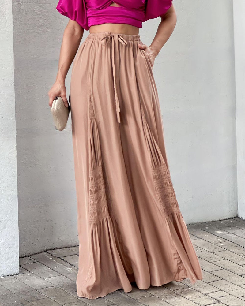 Fashion Solid Color Top & Pants Two-Piece Set