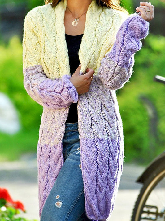 Gradient Twist Knit Sweater Cardigan Jacket