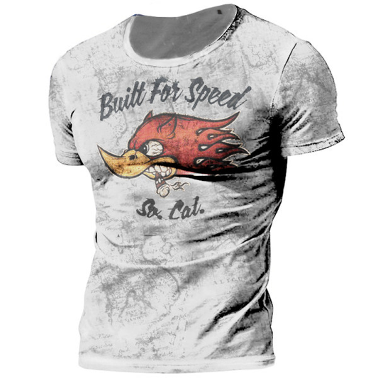 Vintage Men's Comfortable Breathable Print T-Shirt