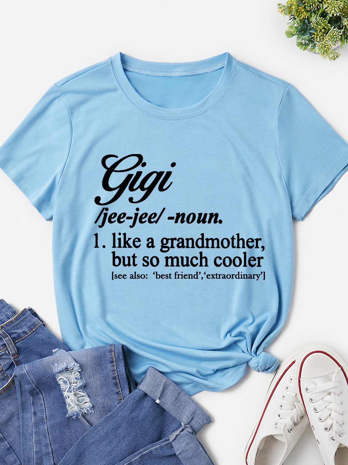 Women's Gigi Like A Grandmother But So Much Cooler Funny Graphic Cotton Tee