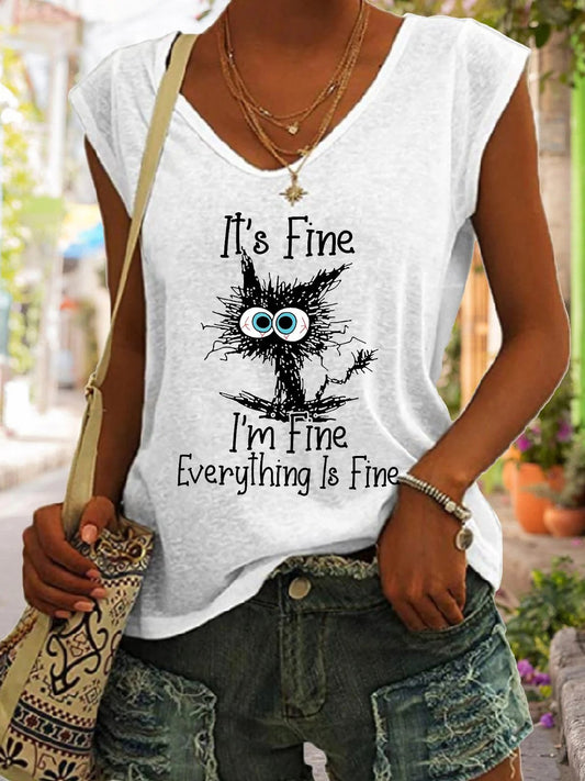 Women's IT'S FINE I'M FINE Faith Letter Print T-shirt