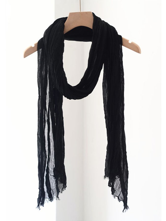 Women's small size pleated cotton and linen silk scarf