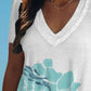 V-Neck Turtle Print T-Shirt