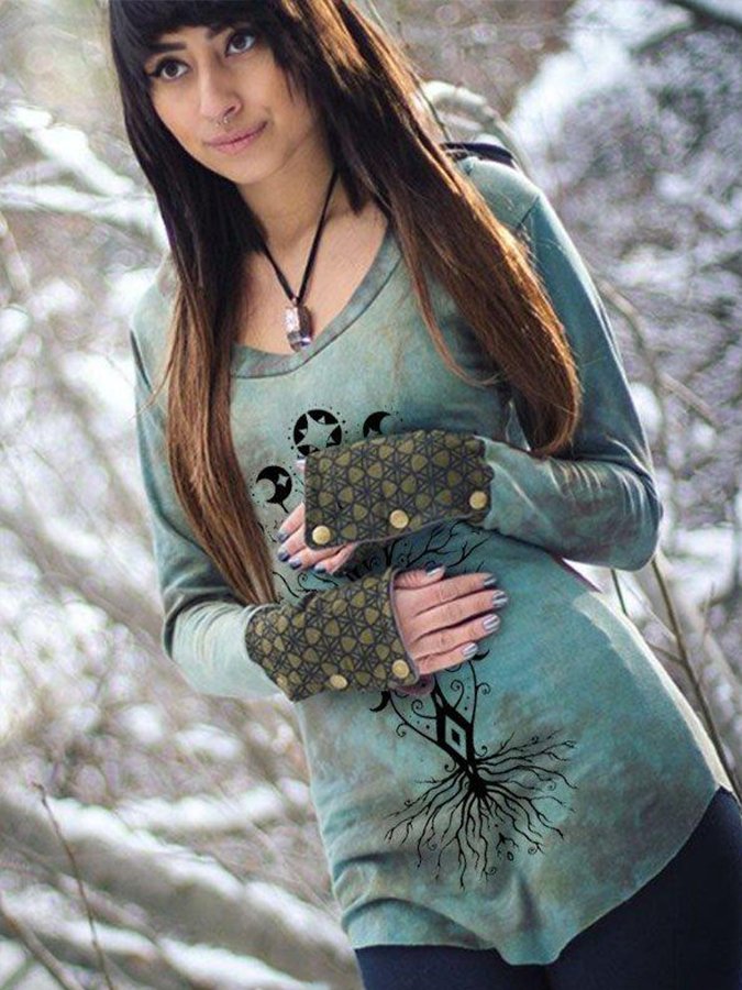 Women's vintage tree of life print hoodie