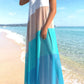 Chiffon Color Block Spaghetti Strap Cover Up