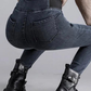 Hohe Taille  Wärme Unifarben Denim Lässig  Fest Jeans