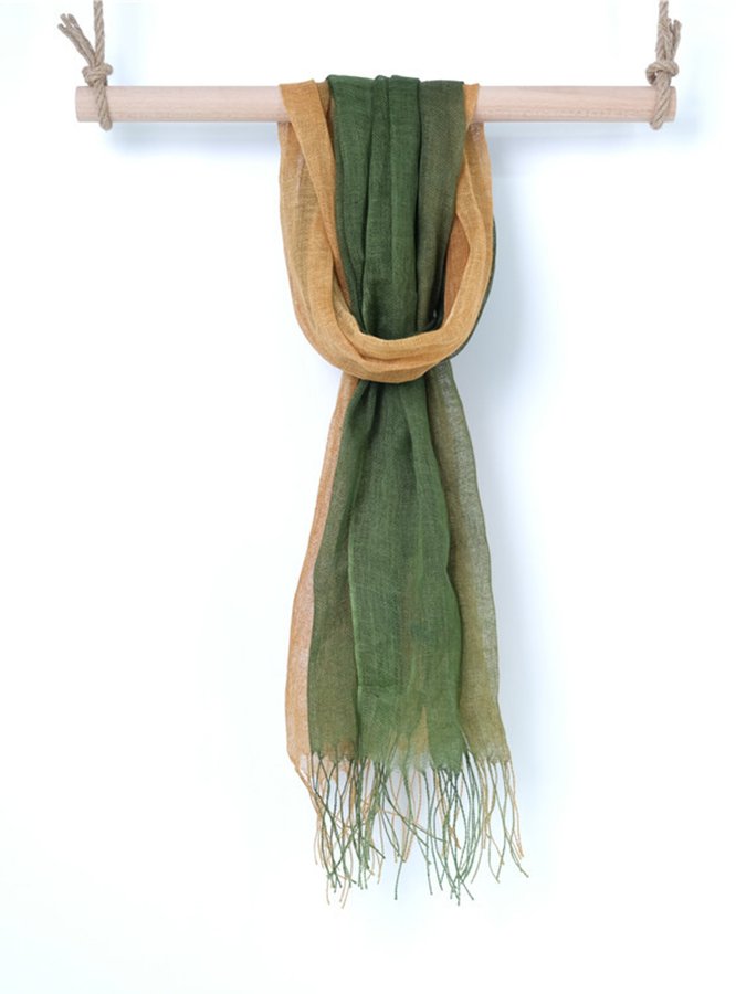 Women's Gradient Fringed Linen Scarf