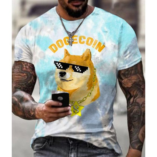 Mens Dogecoin Casual printed T-shirt