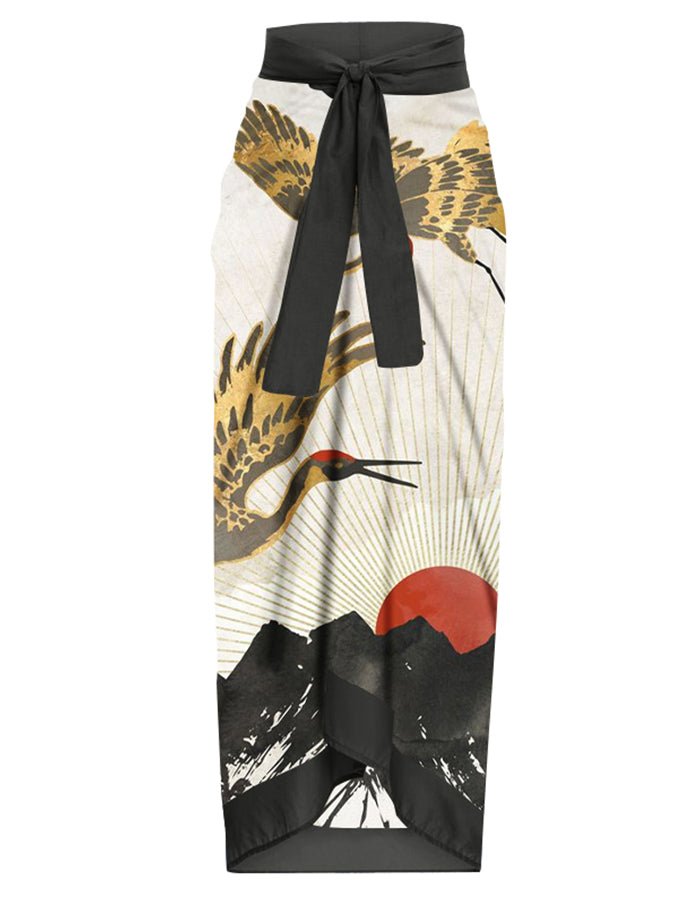 Vintage Animal Print Colorblock One Piece Swimsuit Set