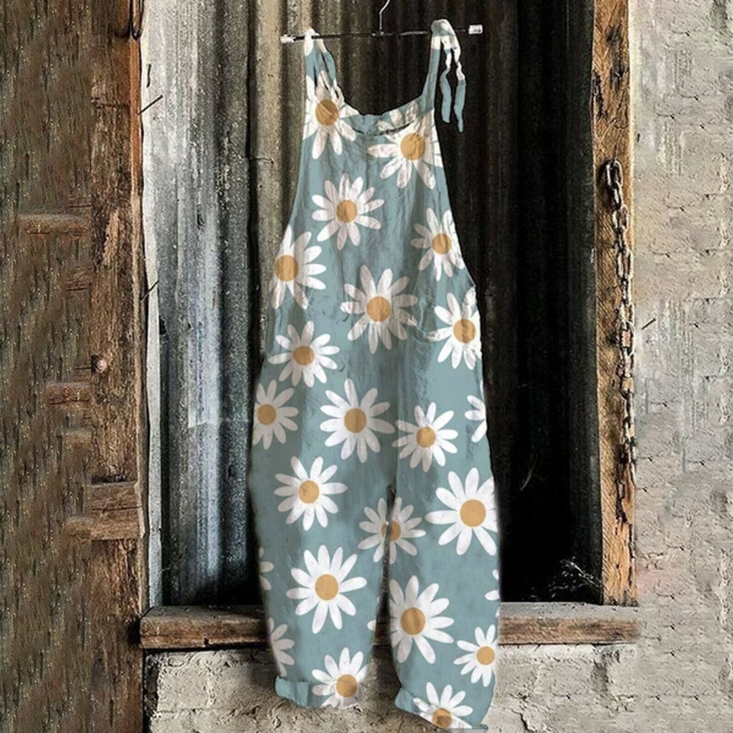 Linen print wide leg Jumpsuit